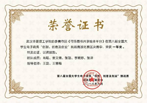 全国大学生电子商务“创新、创意及创业”挑战赛获奖